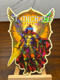 St Michael Archangel Comic book Style Stained GLASS effect waterproof sticker holographic LARGE sized sticker