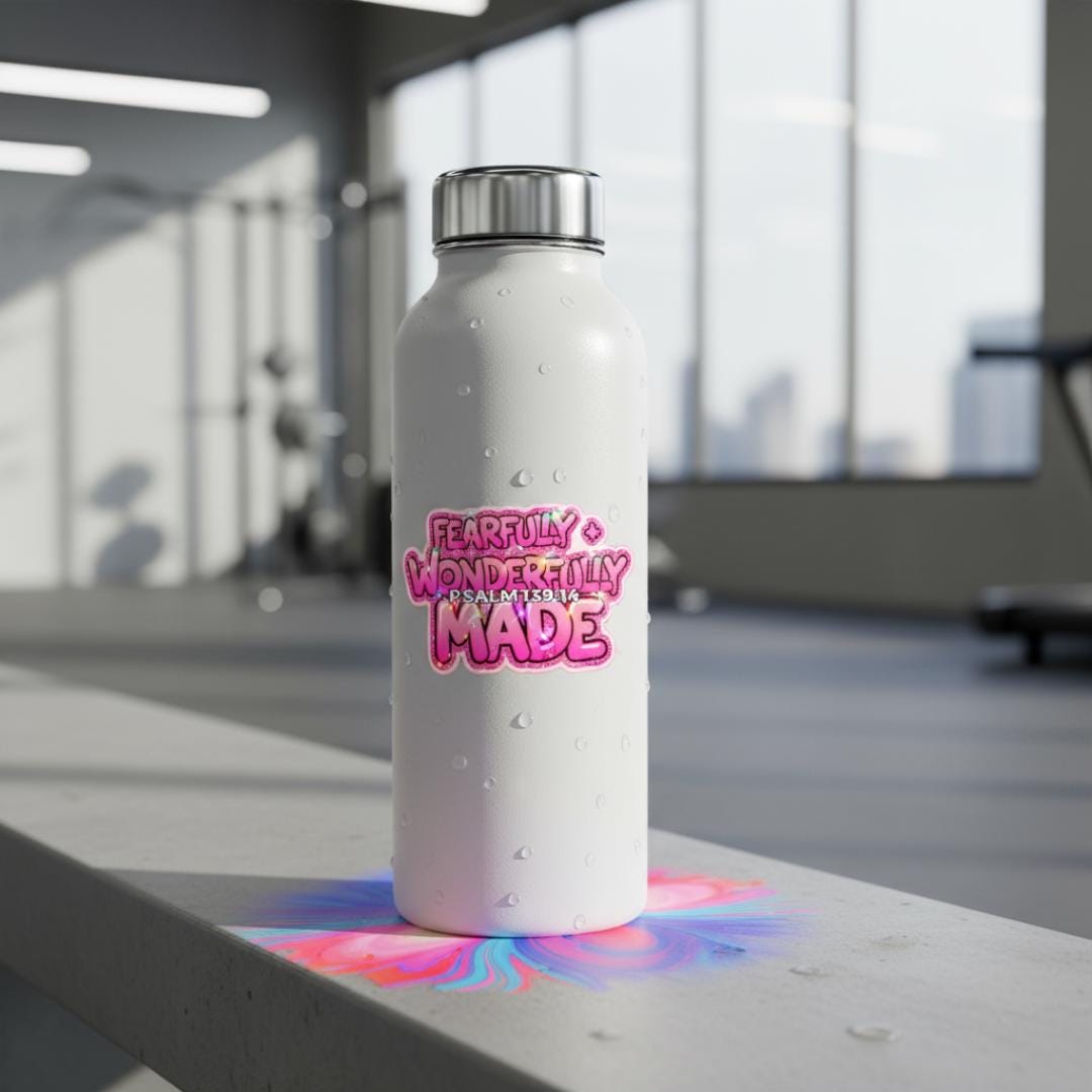 Psalm 139:14 Vinyl Sticker, Pink Glitter, Waterproof Decal