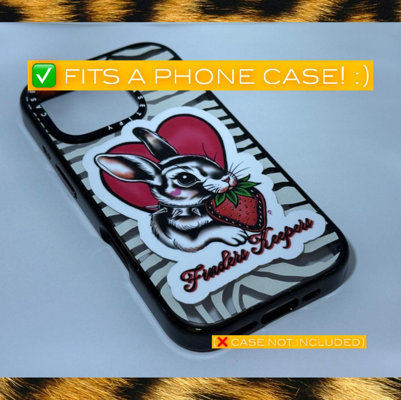 Finders Keepers Bunny Sticker Traditional Tattoo Style Rabbit Vinyl Decal - HAND DESIGNED no AI